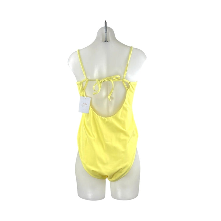 NEW Andie Yellow Sleeveless Tie Back Cami Tank One Piece Swimsuit Swimwear Sz L