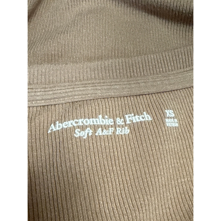 Abercrombie & Fitch Womens Brown Ribbed Knit Long Sleeve Button Up Blouse Top XS