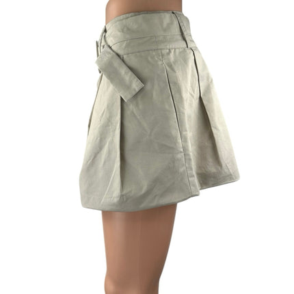 Peppermayo Mooncharged Women's Beige Pleated Belted Casual Mini A-Line Skirt 4