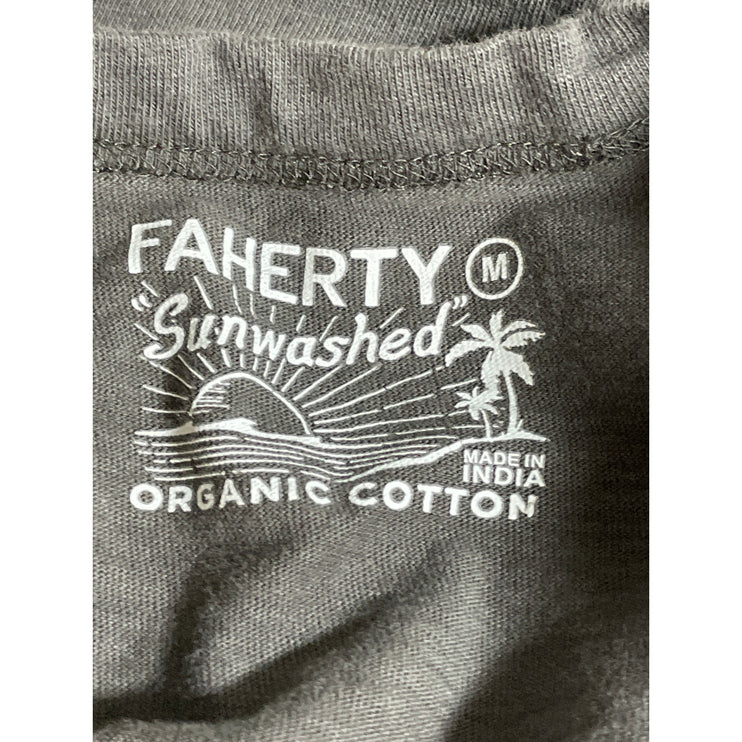 Faherty Sunwashed Mens Gray Crew Neck Short Sleeve Pocket Work Tee T-Shirt Top M