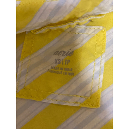 Aerie Women's Yellow Striped Poplin Long Sleeve Button Down Shirt Top Size XS