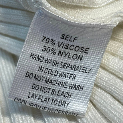 Isalis Women's Cream Short Sleeve Ribbed Knit Ruffle Cardigan Crop Top Size S