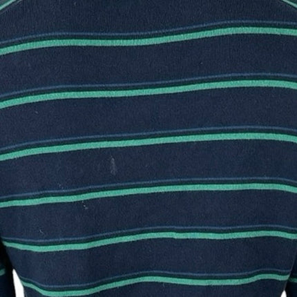 Uniqlo Women's Blue Green Stripe Long Sleeve Crop Polo Sweatshirt Sweater Top XS