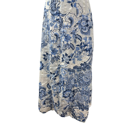 Guess Women's Blue Floral Paisley Ruffle Sleeve Sweetheart A Line Maxi Dress 2