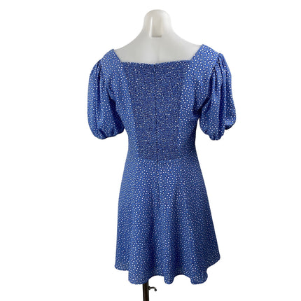 French Connection Blue Floral Short Puff Sleeve Fit & Flare Mini Dress Size 6