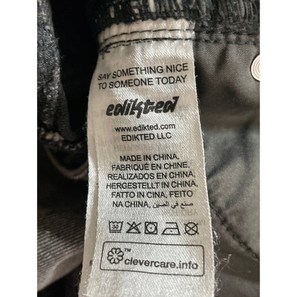 Edikted Women's Black Washed Mid Rise Wide Leg Baggy Palazzo Denim Jeans Size S