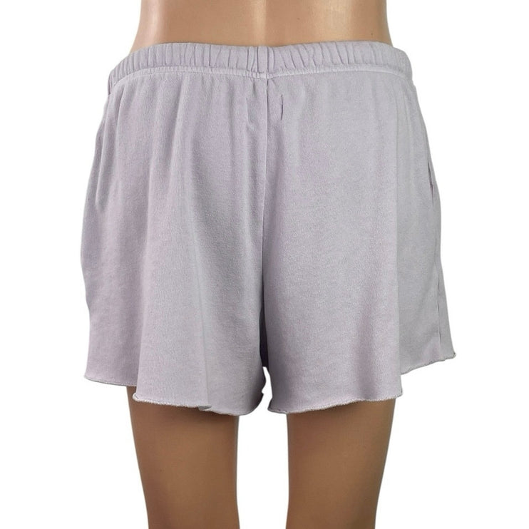 WSLY Women's Purple Lilac Fleece Drawstring Mid Rise Lounge Mini Shorts Size S
