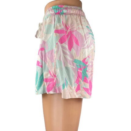 J.Crew Women Multicolor Floral Leaf Print Drawstring High Rise Lounge Shorts XS