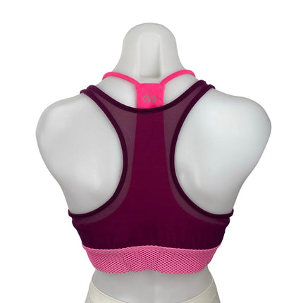 Alo Yoga Women's Pink Mesh Racerback Workout Athletic Sports Bra Crop Top Size M