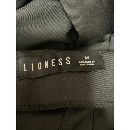 Lioness Fame Women's Onyx Black Pleated Buckle Details A-line Midi Skirts Sz M