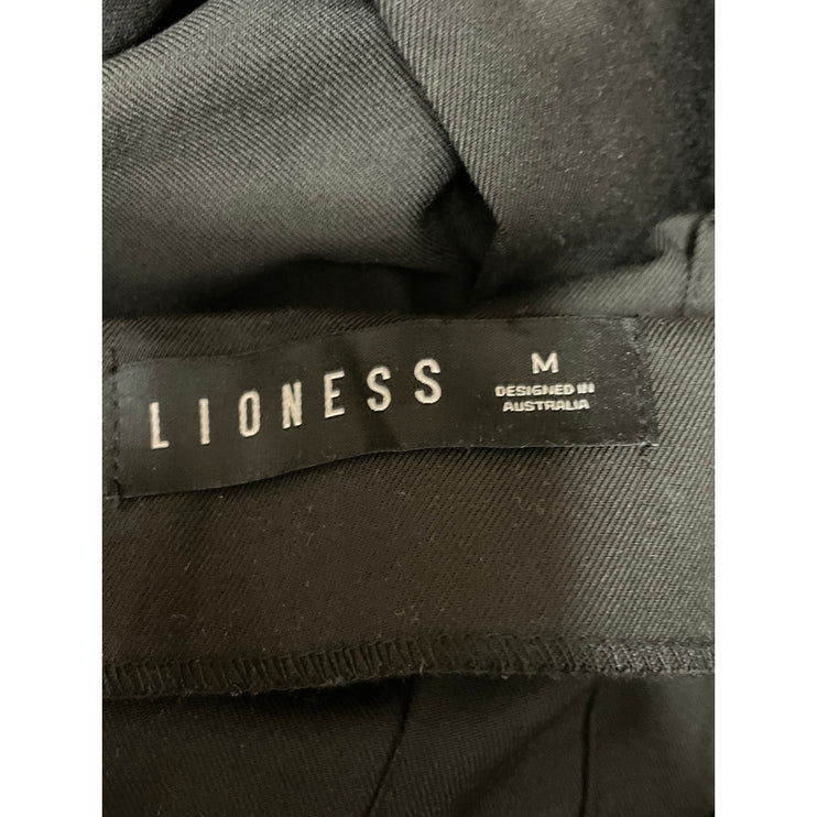 Lioness Fame Women's Onyx Black Pleated Buckle Details A-line Midi Skirts Sz M