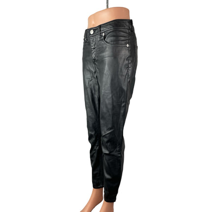 Express Women's Black Faux Vegan Leather High Rise Straight Trouser Pants Size 4