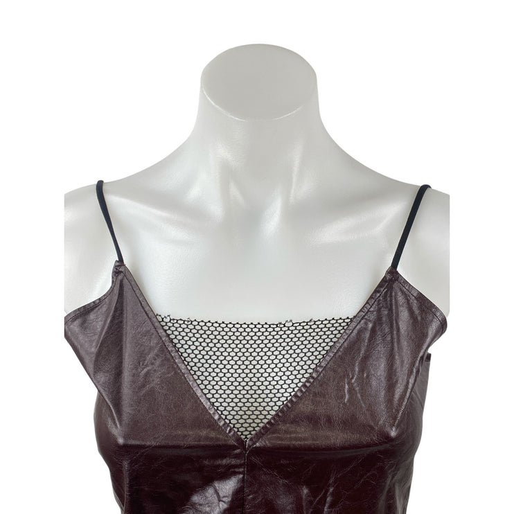 The Ilma Ilinor Women's Faux Vegan Leather Sleeveless V Neck Camisole Tank Top S