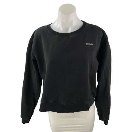 Realisation Women's Black Logo Long Sleeve Fleece Sweater Sweatshirt Top Size S