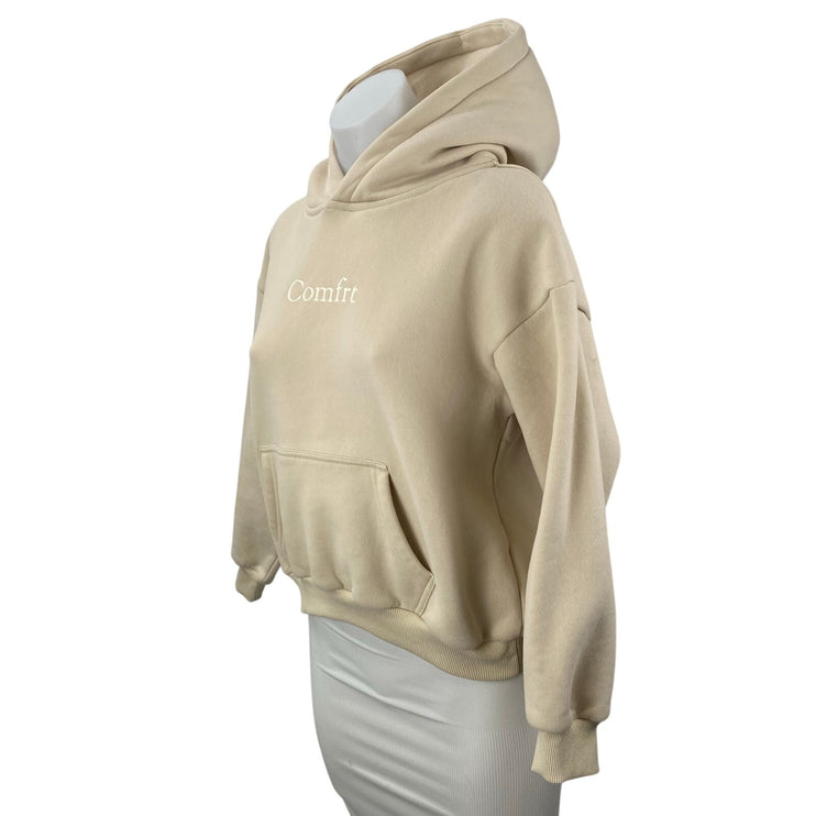 Comfrt Signature Hoodie Beige Embroidered Long Sleeve Sweater Sweatshirt Top XL