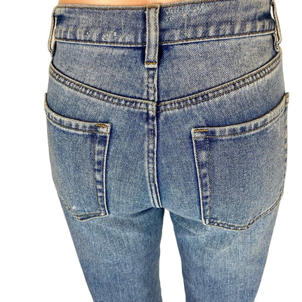 Pacsun Blue Vintage Icon Straight Leg Distressed Cropped Raw Hem Jeans Size 23