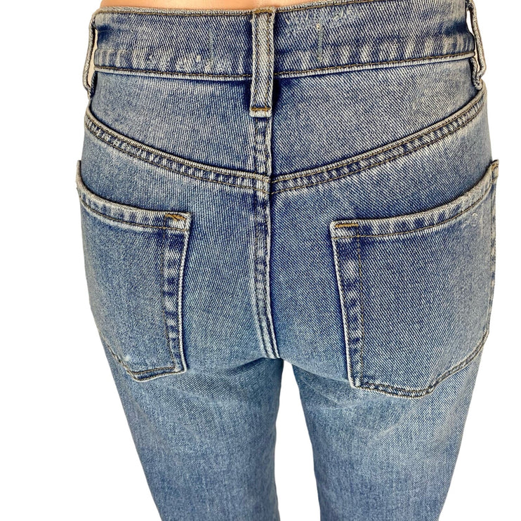 Pacsun Blue Vintage Icon Straight Leg Distressed Cropped Raw Hem Jeans Size 23