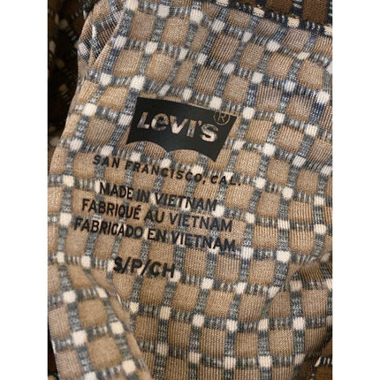 Levi's Women's Brown Polka Dot Collared Long Sleeve Crop Button Down Shirt Top S