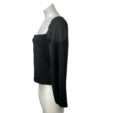 Abercrombie & Fitch Women's Black Long Puff Sleeve Smocked Blouse Top Size L