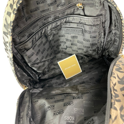 Michael Kors Abbey Beige Black All Over Monogram Logo Canvas Backpack Size OS