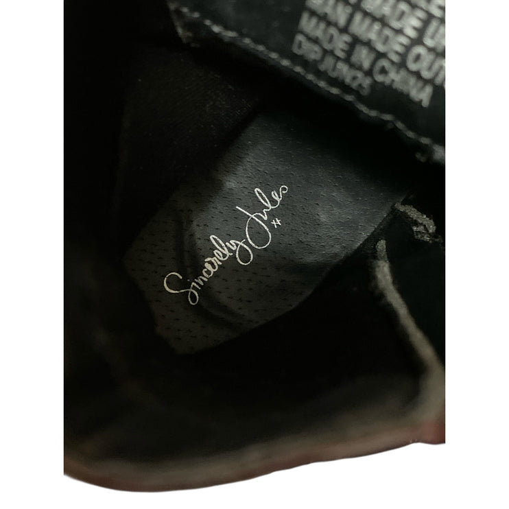 Sincerely Jules Harley Brown Patent Leather Lace Up Round Toe Combat Boots 7.5