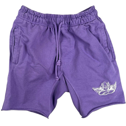 Boys Lie Purple Embroidered Logo Knit Drawcord Activewear Casual Sweat Shorts S