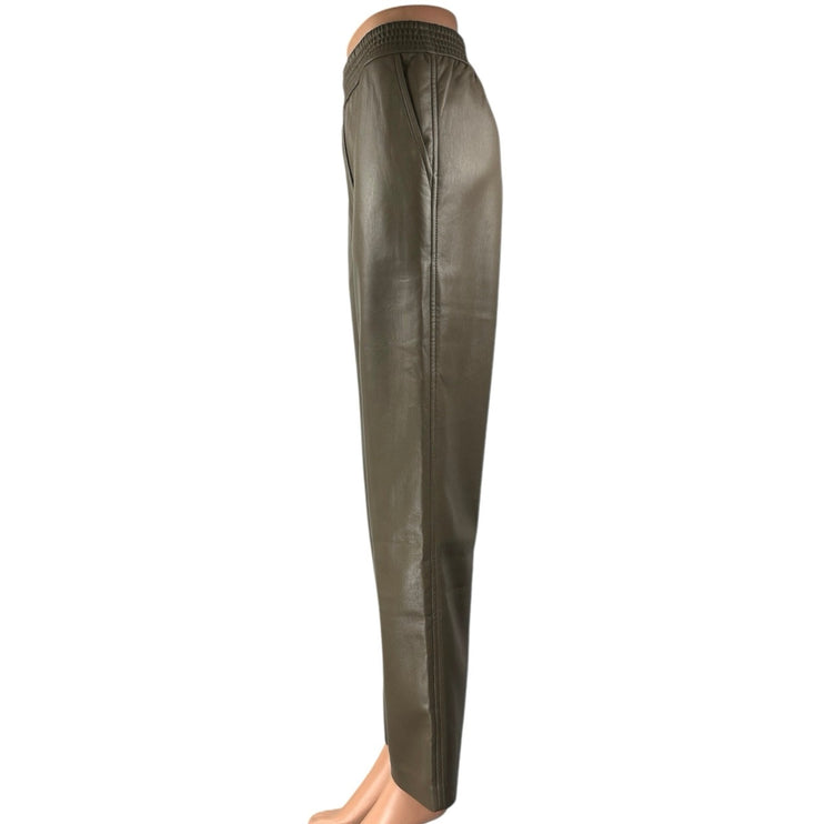 Aritzia Wilfred Brown Faux Vegan Leather Wide Leg High Waist Trousers Pants 2XS