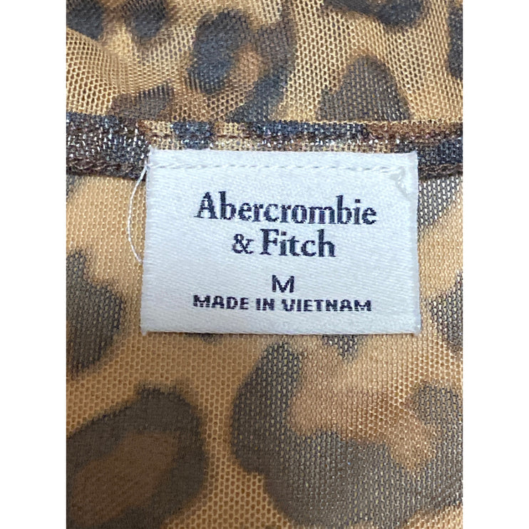 Abercrombie & Fitch Brown Leopard Print Sleeveless Crop Tank Blouse Top Size M