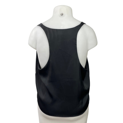 H&M Women's Black Sleeveless Silk Satin Racerback Scoop Neck Crop Tank Top Sz XL