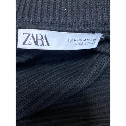 Zara Women's Black Ribbed Knit V Neck Sleeveless Crop Sweater Vest Top Size M