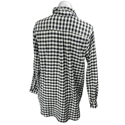 Salt Women's Black White Gingham Check Long Sleeve Button Up Shirt Top Size S