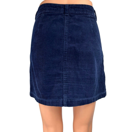 Miss Selfridge Blue Corduroy Velvet Button Down Straight Pencil Mini Skirt Sz 6
