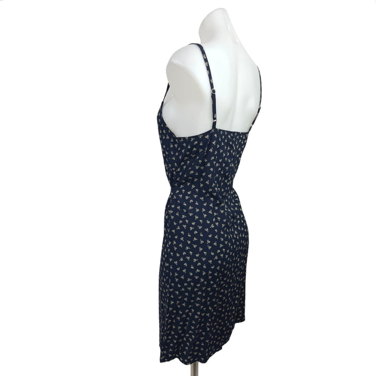 NEW Pacsun John Galt Colleen Navy Blue Floral Scoop Neck Tie Waist Mini Dress S