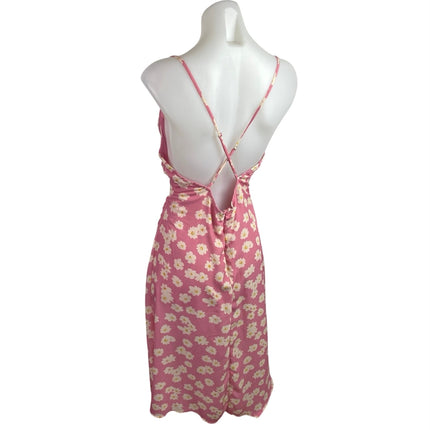 Sugar + Lips Pink Floral Sleeveless Cowl Neck Cami Camisole Midi Tank Dress Sz M