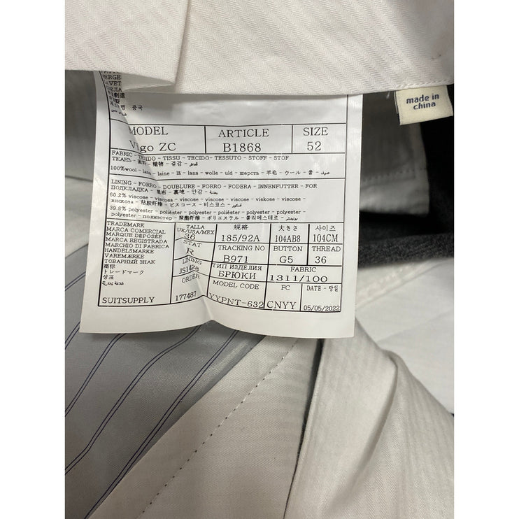 Ethomas 100% Wool Men's Gray High Rise Straight Chino Trousers Dress Pants Sz 36