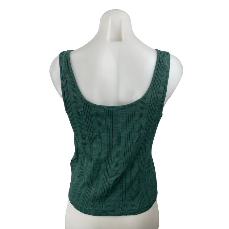 Anthropologie Pilcro Women's Green Ribbed Knit Sleeveless Cami Tank Top Size M
