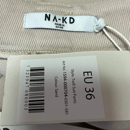 NEW NA-KD Women's Cream Twill High Waisted Straight Leg Trousers Dress Pants 36