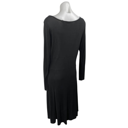 Eddie Bauer Black Long Sleeve Ruched Cinched Fit & Flare Midi Dress Size XL