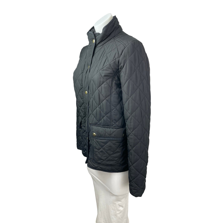 J.Crew Women's Black Quilted High Neck Long Sleeve Field Puffer Coat Jacket Sz M
