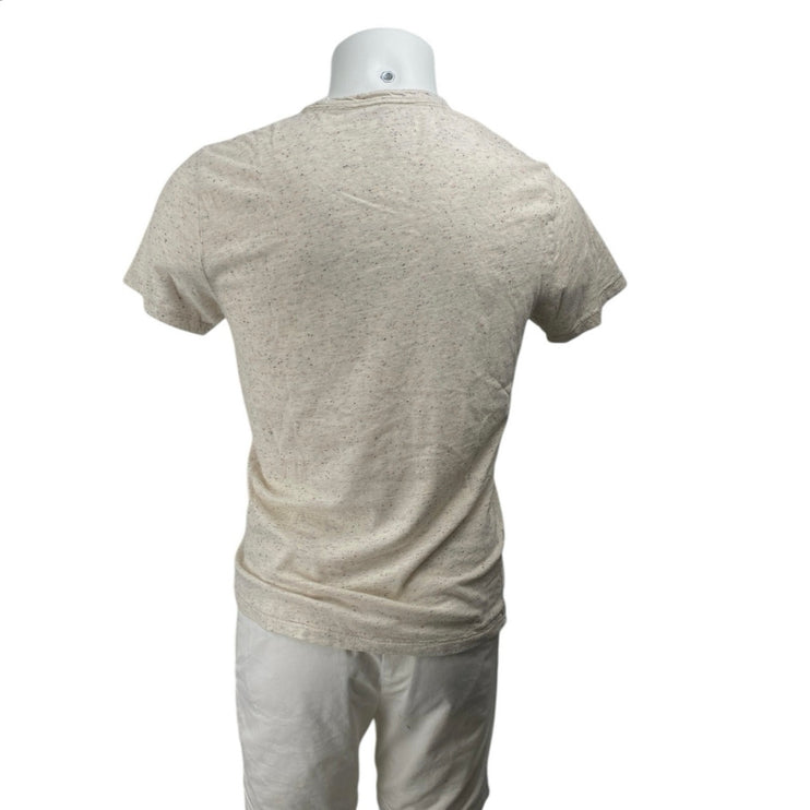 J.Crew Men's Beige Short Sleeve Speckled Crew Neck Pocket T Shirt Tee Top Sz S