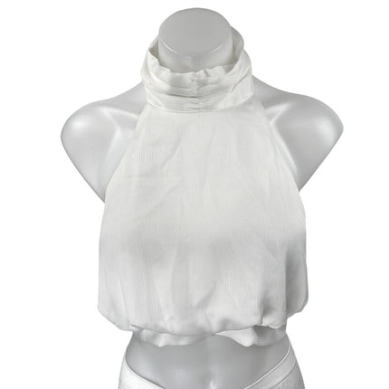 Princess Polly White Sleeveless Halter Neck Cami Camisole Crop Tank Top Size 10
