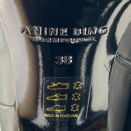 Anine Bing Zoe Women's Black Leather Buckle Pointed Toe Zip Up Ankle Boots 7.5