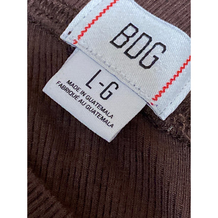 Urban Outfitters BDG Brown Ribbed Knit V Neck Long Sleeve Crop Sweater Top Sz L