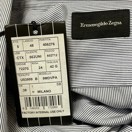 NEW Ermenegildo Zegna Gray Long Sleeves Striped Button Down Dress Shirt Top 42