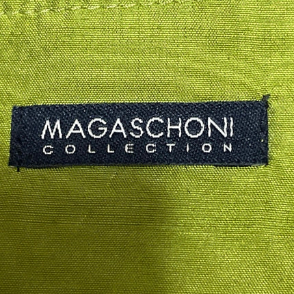 Magaschoni Women's Green Silk Satin Zip Slit Pencil Straight Midi Skirt Size M