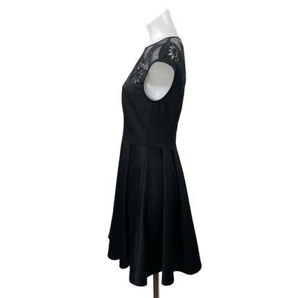 Ted Baker Dolli Black Embroidered Floral Mesh Skater Fit & Flare Mini Dress Sz 2
