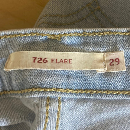 Levi's 726 Flare Women's Blue Light Wash Distressed Bootcut Denim Jeans Size 29