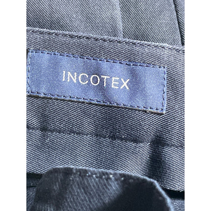 Incotex Men's Navy Blue Tapered Fit Pleated Straight Leg Trousers Pants Size 50