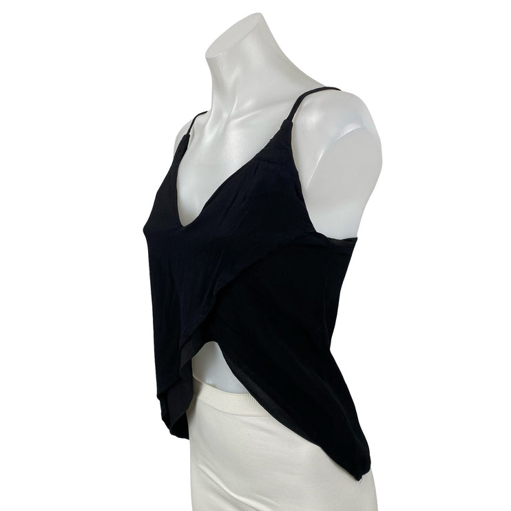 Tobi Women's Black Sleeveless V Neck Asymmetrical Crop Cami Camisole Tank Top S