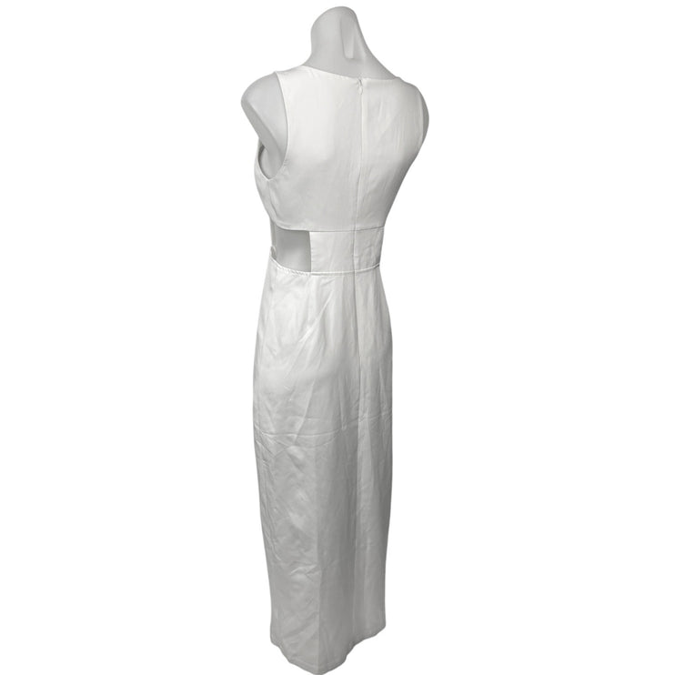 Commense Women's White Cutout Split Slit Sheath Sleeveless Maxi Dress Size S